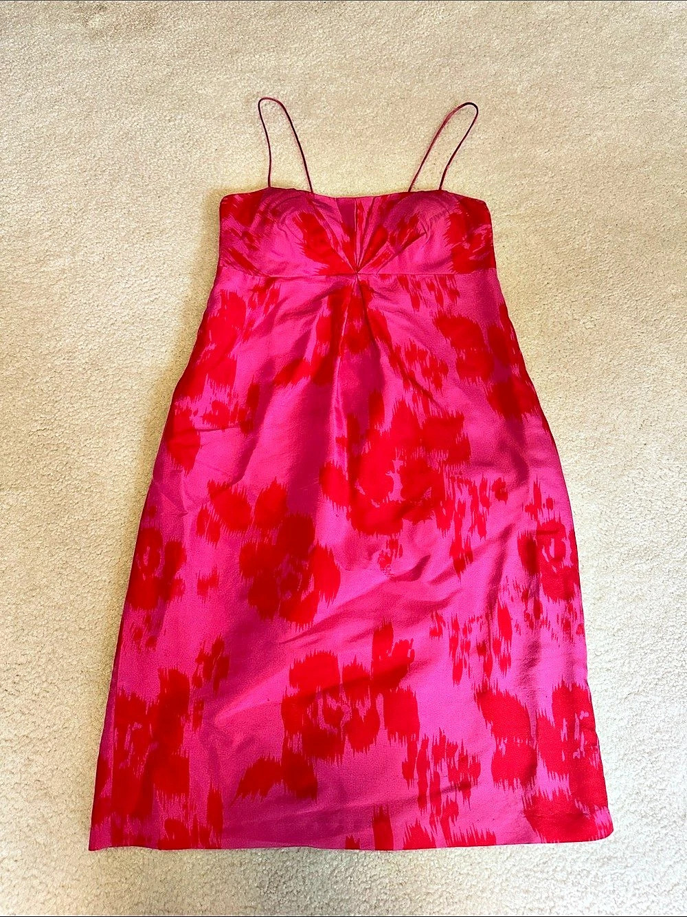 Abstract Floral Mini Dress in Pink & Red Like New